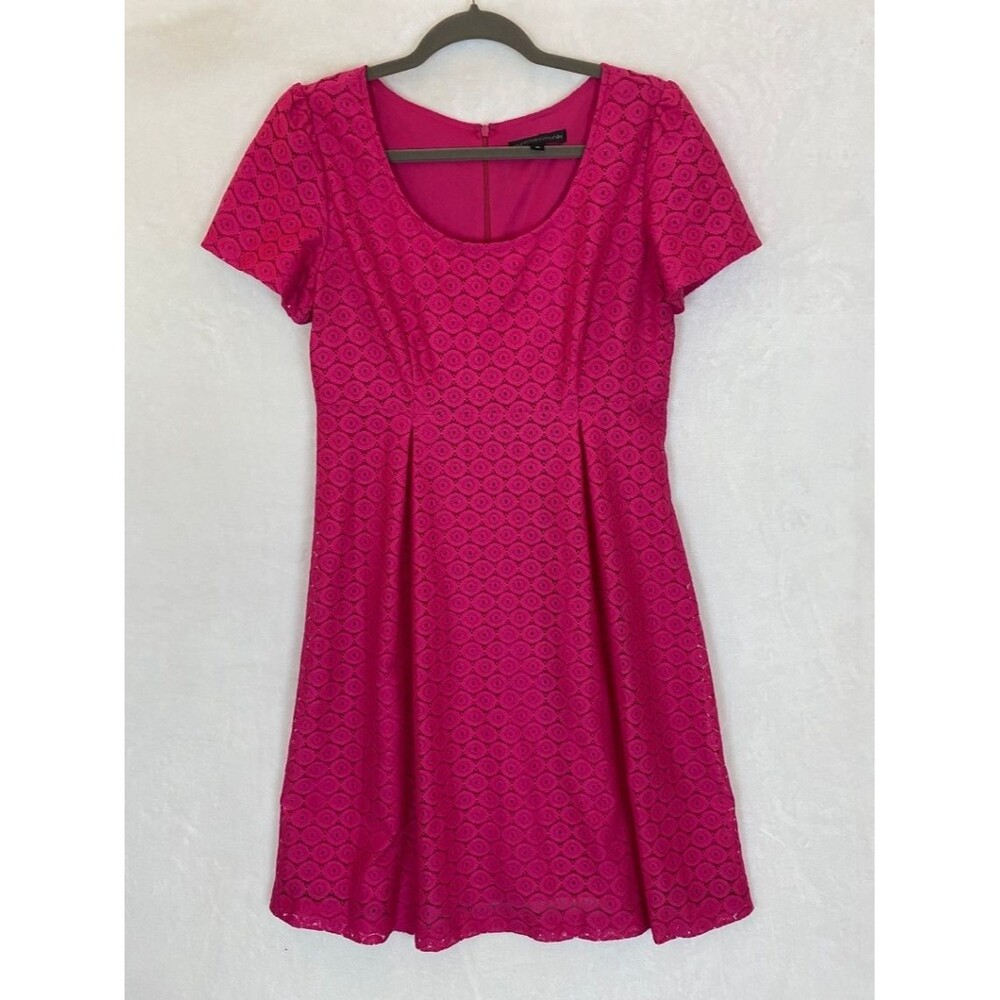 Chris McLaughlin Women's 10 Pink Lace Fit & Flare Short Sleeve Dress Twee Skater